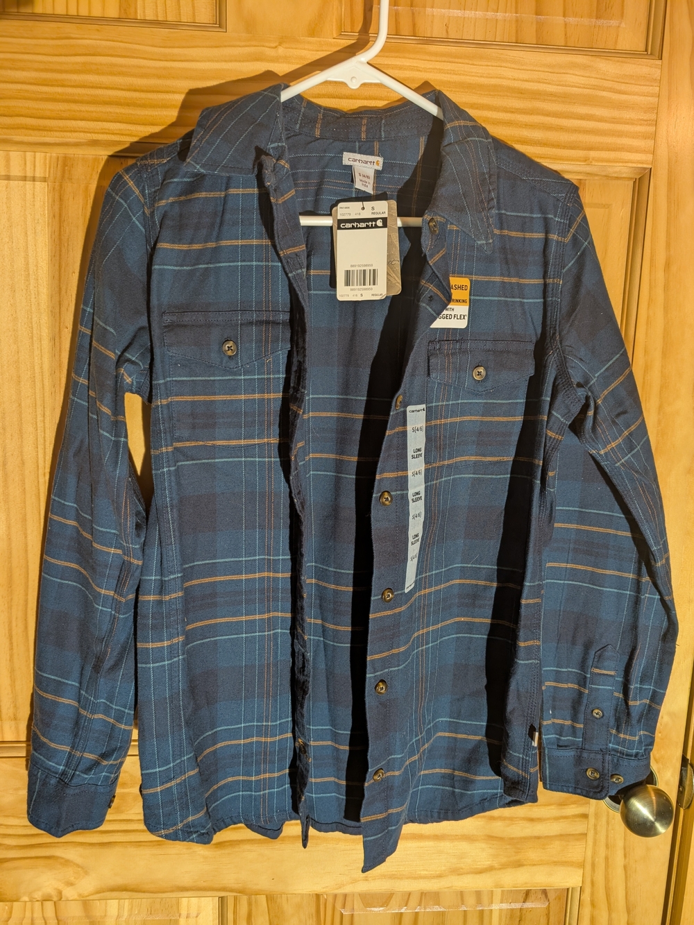 Carhartt Flannel Long Sleeve Button Up Shirt Blue Plaid Women's S